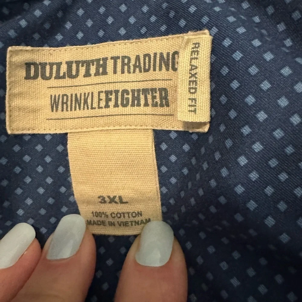Duluth Trading Co Wrinkle Fighter Relaxed Fit Button Down Collared Blue Sz 3XL